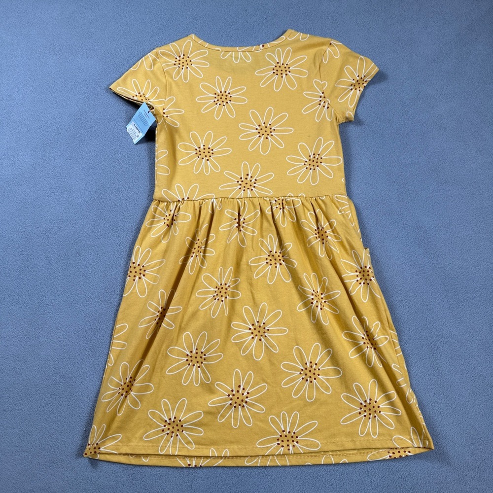 Cat & Jack T Shirt Dress L 10/12 Girls Yellow Daisy Print Short Sleeve Cute NWT - Picture 2 of 8